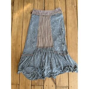 RARE Vintage Y2K Free People Beaded Waist Maxi Skirt Boho Cottagecore 10/L
